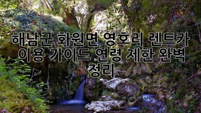 해남군 화원면 영호리 렌트카 이용 가이드: 연령 제한 완벽 정리